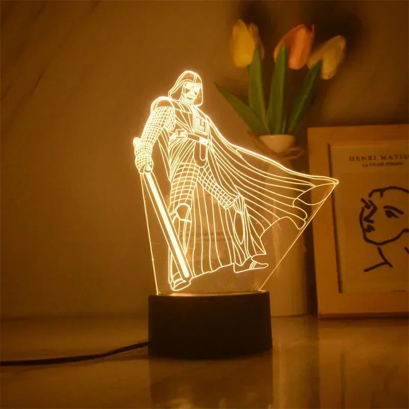 Star Wars Character 3D Model LED Night Light Anime Desk Lamp Cool Action Doll Toys Children's Boys and Girls Birthday Gifts