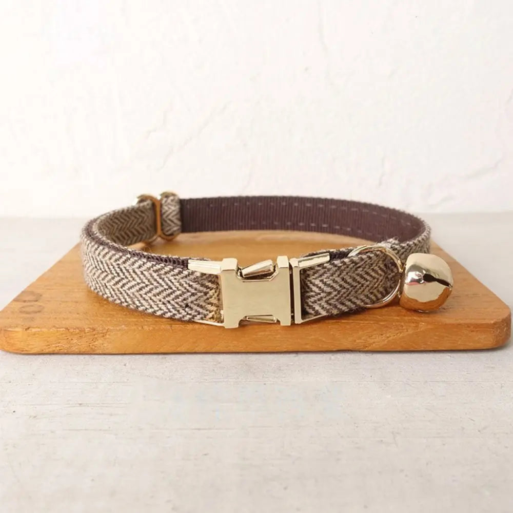 Practical Adjustable Cat Collar with Bell Solid Color Metal Buckle Pet Dog Collar Personalized Cat Necklace Pet Show