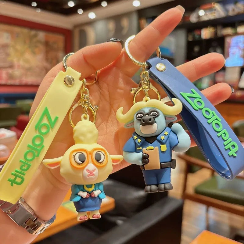 New Anime Zootopia Creative Cartoon Keychain Cute Judy Nick PVC Doll Car Pendant Keychain Men and Women Bag Small Pendant Gift