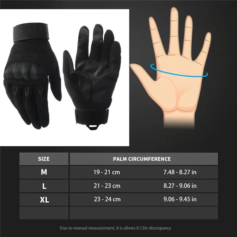 Tactical Gloves Men Full Finger Gloves Touchscreen and Palm Anti-Slip, Durable Gloves Ideal for Outdoor Training Hunting Hiking