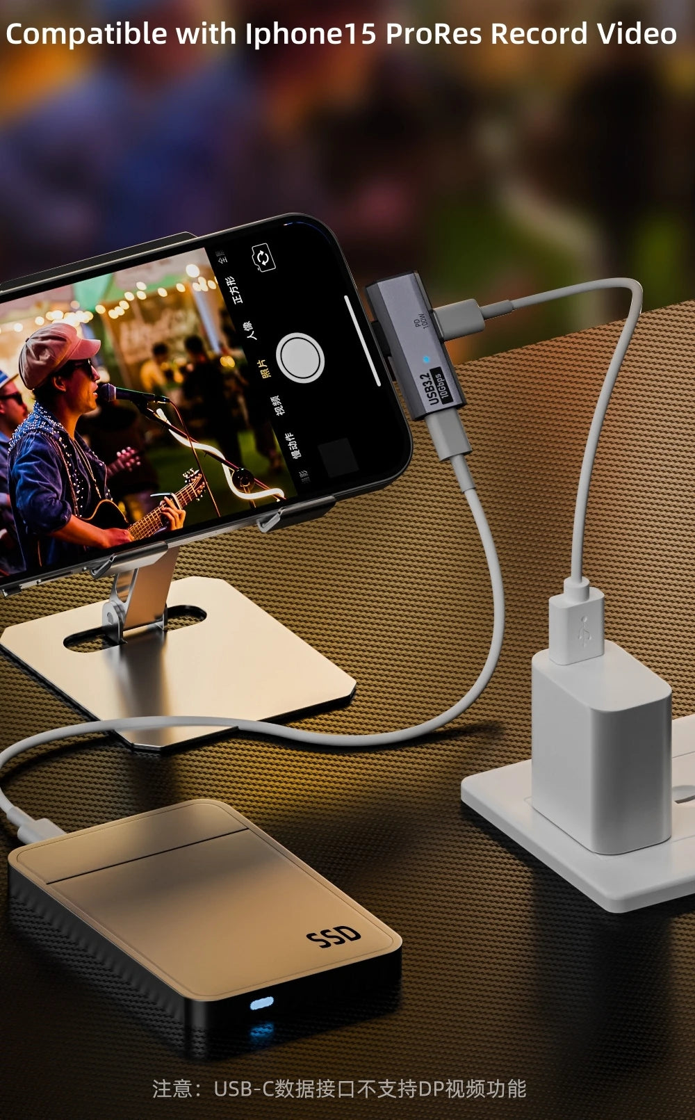 Type-C 10Gbps/Headphone Adapter with PD 100W Charging Port 2-in-1 USB C Splitter for Rog Ally, Steam Deck, Laptop, Mobile Phone
