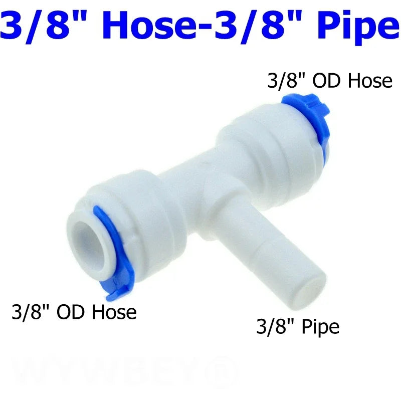 Reverse Osmosis 1/4 3/8 Hose Connection Quick Coupling 1/4 3/8 Stem L Straight Tee RO Water Aquarium Plastic Joint Pipe Fitting