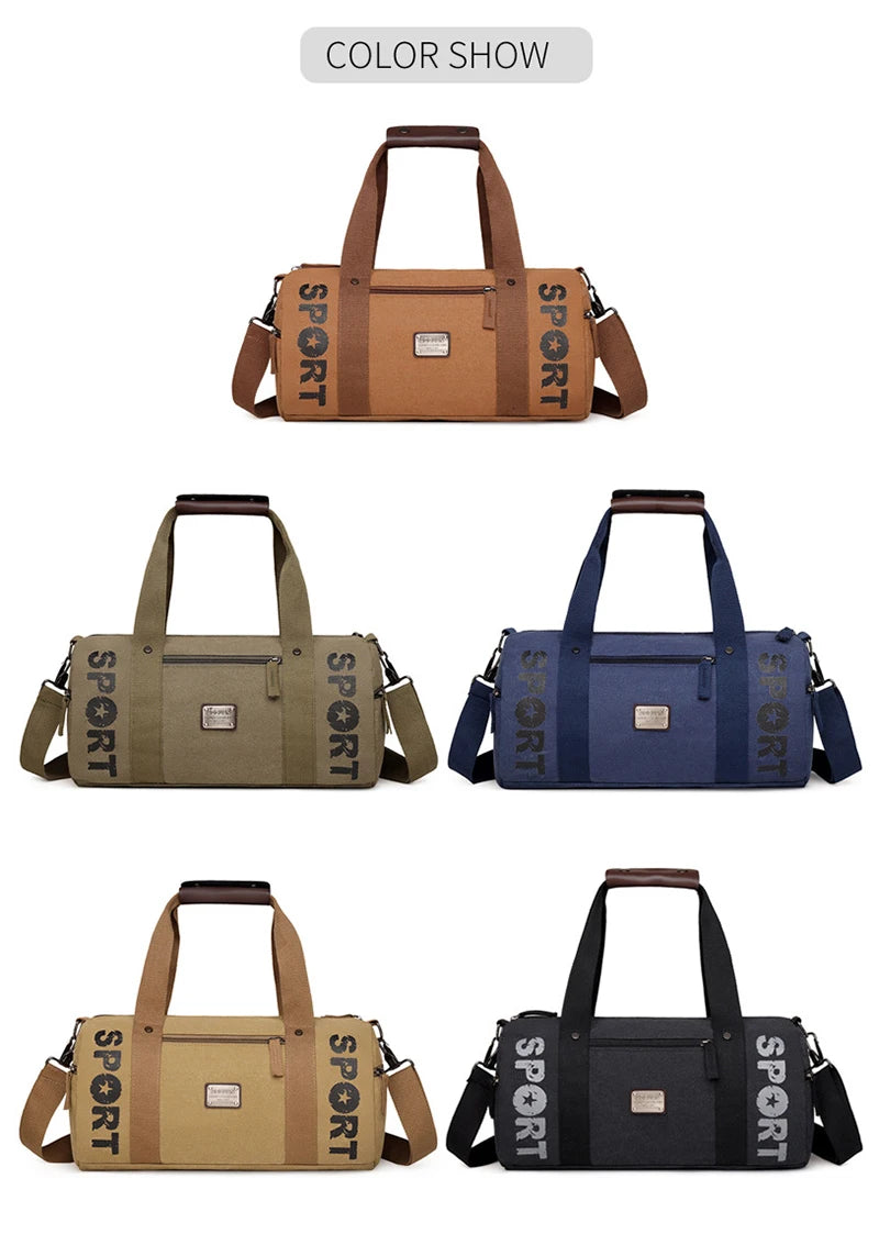 Gym Bag for Man Canvas Sports Fitness Tote Travel Luggage Handbag Outdoor Shoulder Duffle Training Tactical Bag Male Rucksack