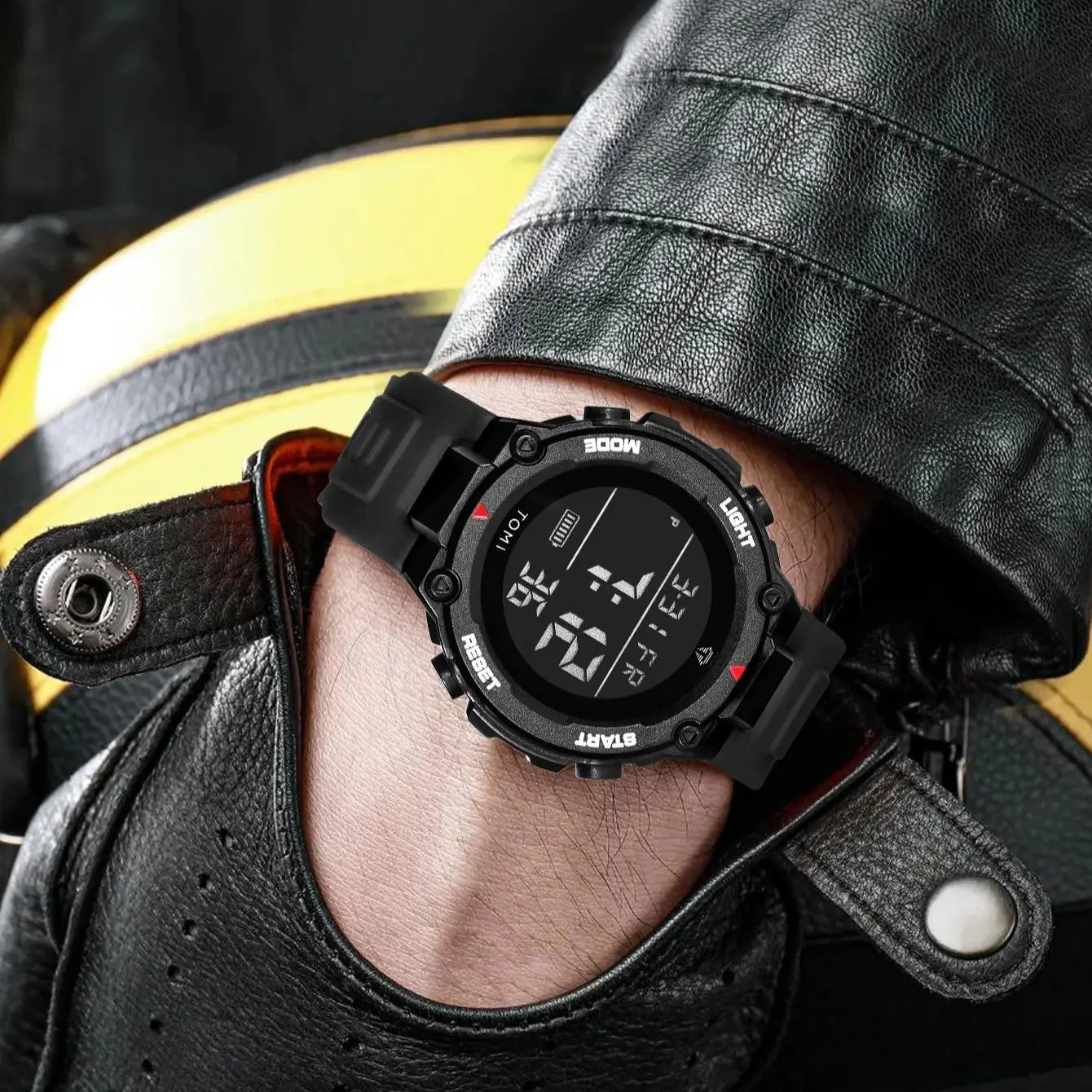 TOMI Tactical Digital Watch Military Green Black 4-Button Sport Modes Shockproof Waterproof Outdoor Hiking