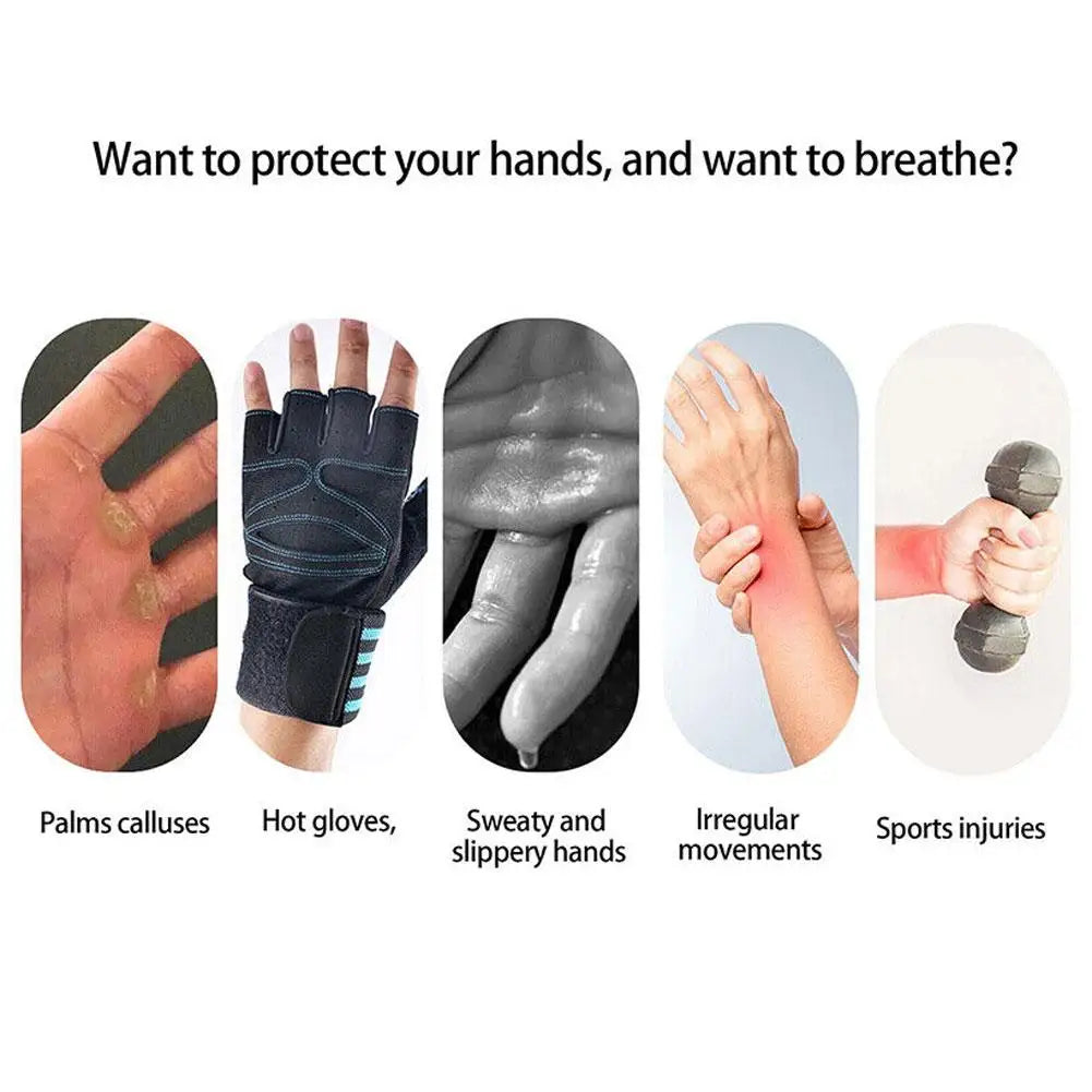 Gym Gloves Three Fingers Cowhide Weightlifting Workout Hand Palm Protector Gymnastics Hand Grips Pull up, Kettlebells, Training