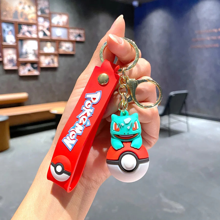 New Pokemon Pikachu Keychain Anime Cartoon Key Chain Charmander Psyduck Fashion Bag Keyring Pendant Accessories Toys Kids Gifts