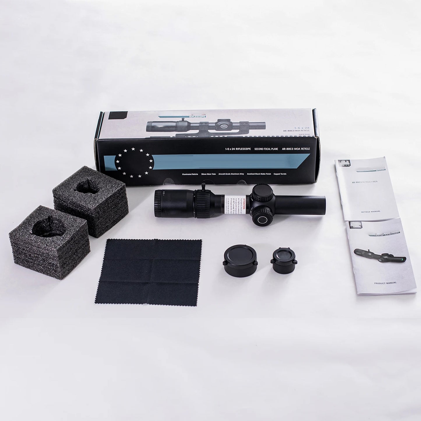 Tactical S6 1-6x24 SFP Riflescope Lock Reset Hunting With Red&Green Illumination Wide Field of View Design For AR 15 .223 5.56