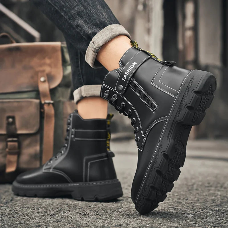 High-top boots, British style, casual and versatile, men's shoes for workwear