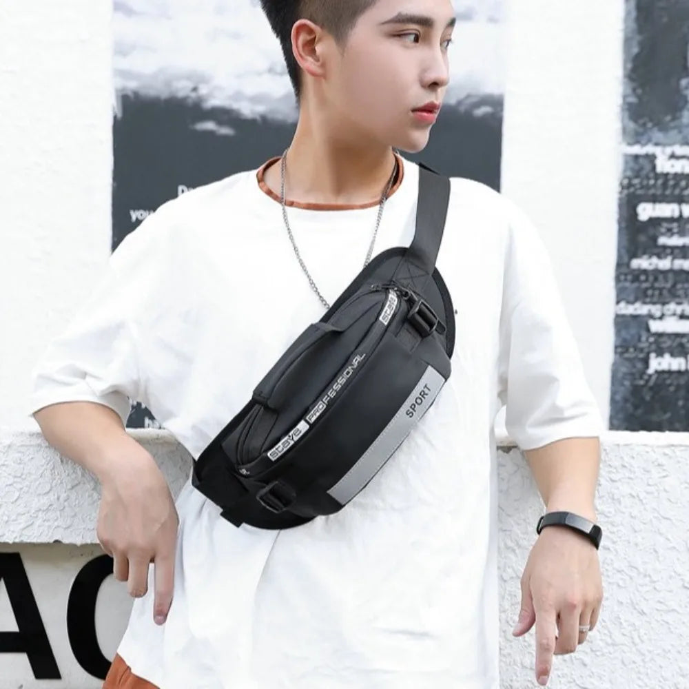 Gym Bag Nylon Men Chest Bag Multi-function Large Capacity Fanny Pack Belt Bag Wear-resistant Sports Phone Bag Women