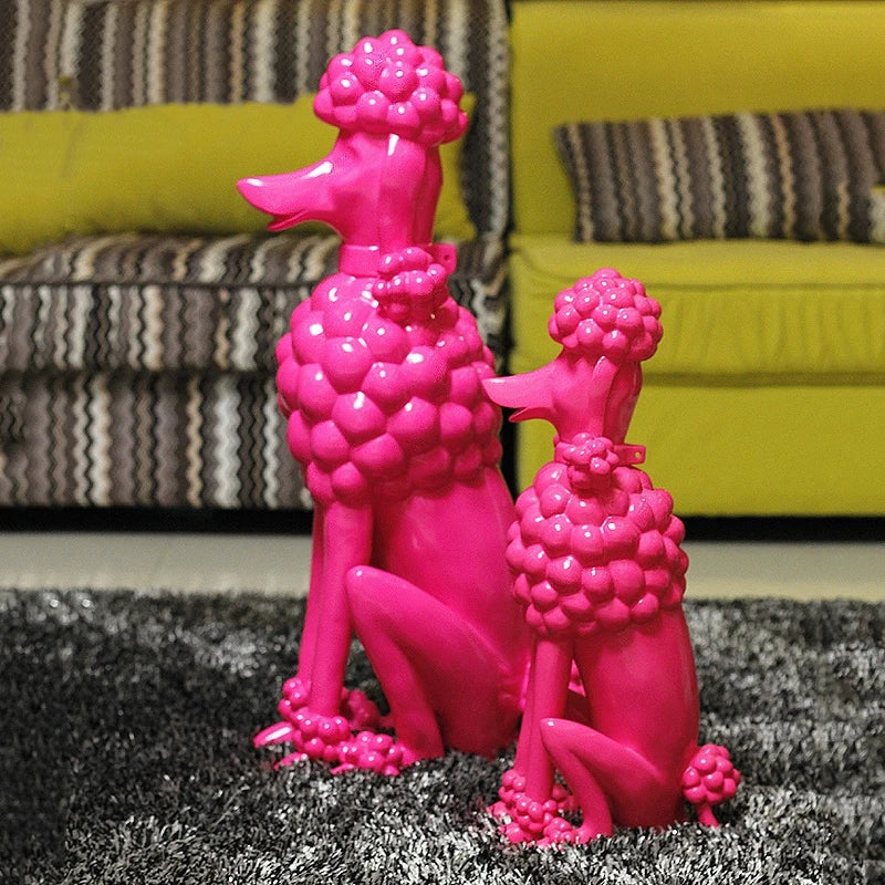 Poodle Dog Sculpture, Animal Dog Statues, Nordic Room Decoration, Creative Artwork Ornaments, Home Crafts Floor Decor,Customized