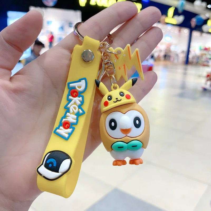 New Pokemon Pikachu Keychain Anime Cartoon Key Chain Charmander Psyduck Fashion Bag Keyring Pendant Accessories Toys Kids Gifts