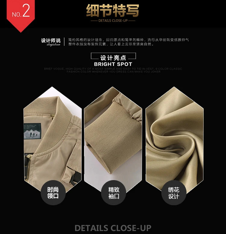 Tactical Jacket Men Autumn and Winter Casual Versatile Trend Outdoor Safari Style Cargo Coat Windproof Campus Clothing