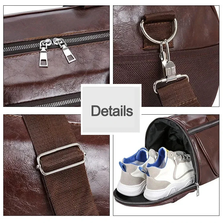Gym Bag Men and Women Shoulder Bag Messenger Portable Training Basketball Bag Cylinder Travel Bags Sports Leather Handbag Tennis
