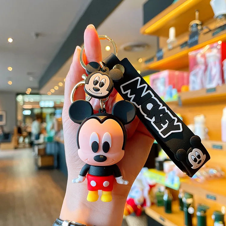 New Cartoon Anime Disney Keychain Mickey Mouse Minnie Lilo & Stitch Doll Keyring Ornament Key Chain Car Pendant Kids Toys Gift