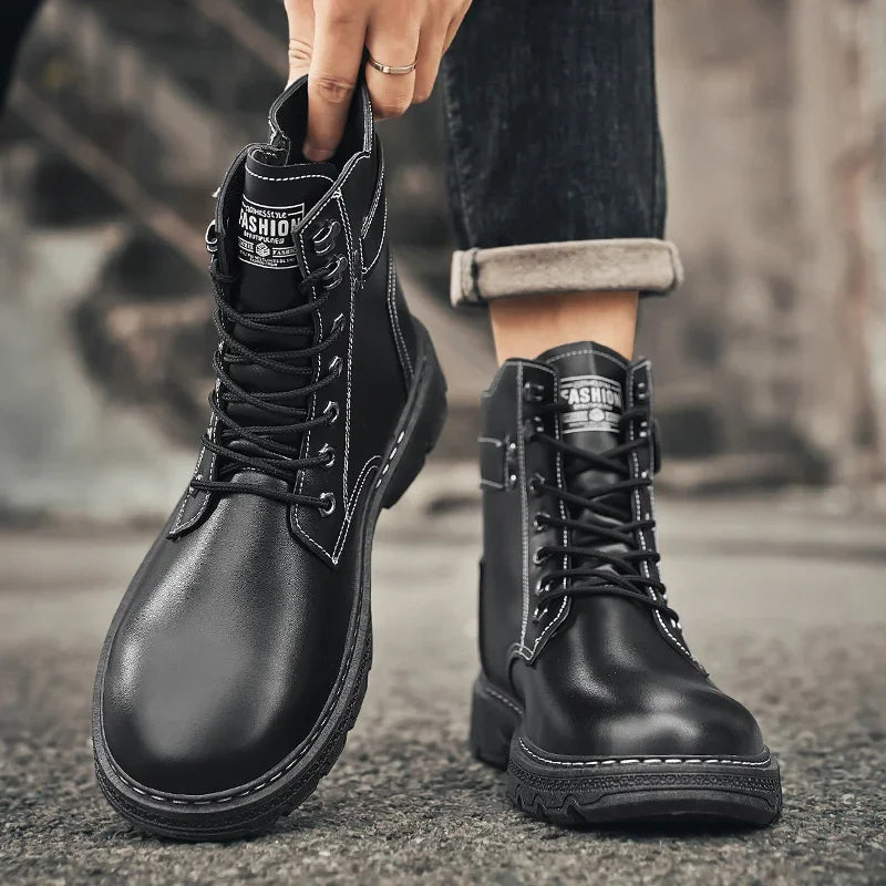 High-top boots, British style, casual and versatile, men's shoes for workwear