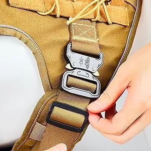 Tactical Dog Harness, two Metal Buckle Heavy Duty Dog Harness with Do Not Pet nameplate Patch, Reflective Military Dog Harness