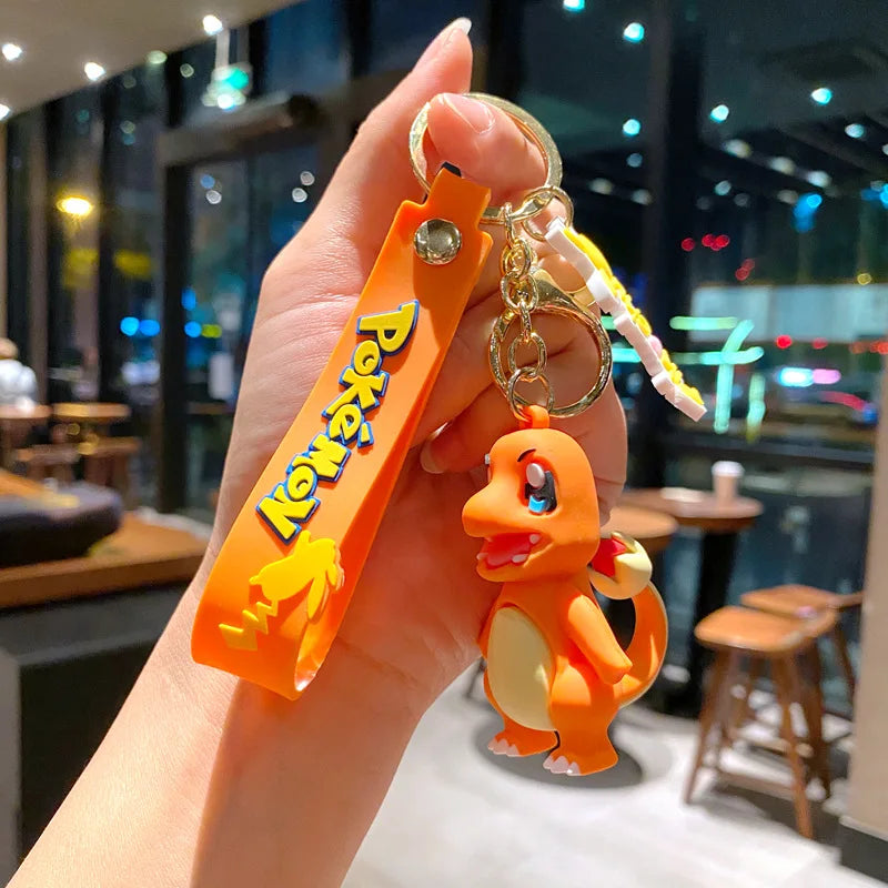 New Pokemon Pikachu Keychain Anime Cartoon Key Chain Charmander Psyduck Fashion Bag Keyring Pendant Accessories Toys Kids Gifts