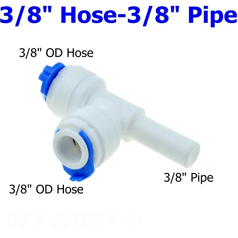 Reverse Osmosis 1/4 3/8 Hose Connection Quick Coupling 1/4 3/8 Stem L Straight Tee RO Water Aquarium Plastic Joint Pipe Fitting