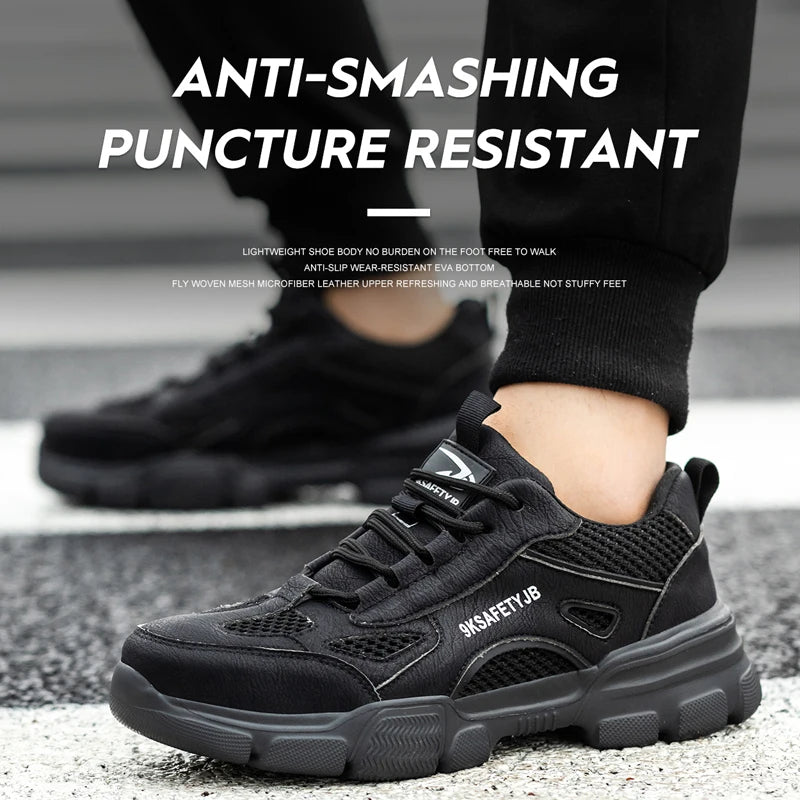 Safety Shoes Men for Work Sneaker Anti-smash Non Slip Work Shoes Steel Toe Protection Shoes Lightweight Breathable Work Boots