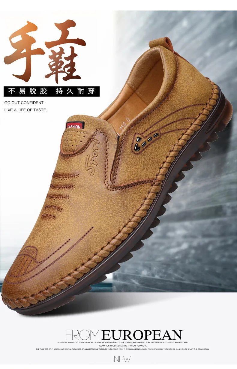 Handmade Leather Shoes Men Casual Sneakers Comfort Design Man Shoe Business Leather Loafers Men Shoes Moccasins Tooling Shoe
