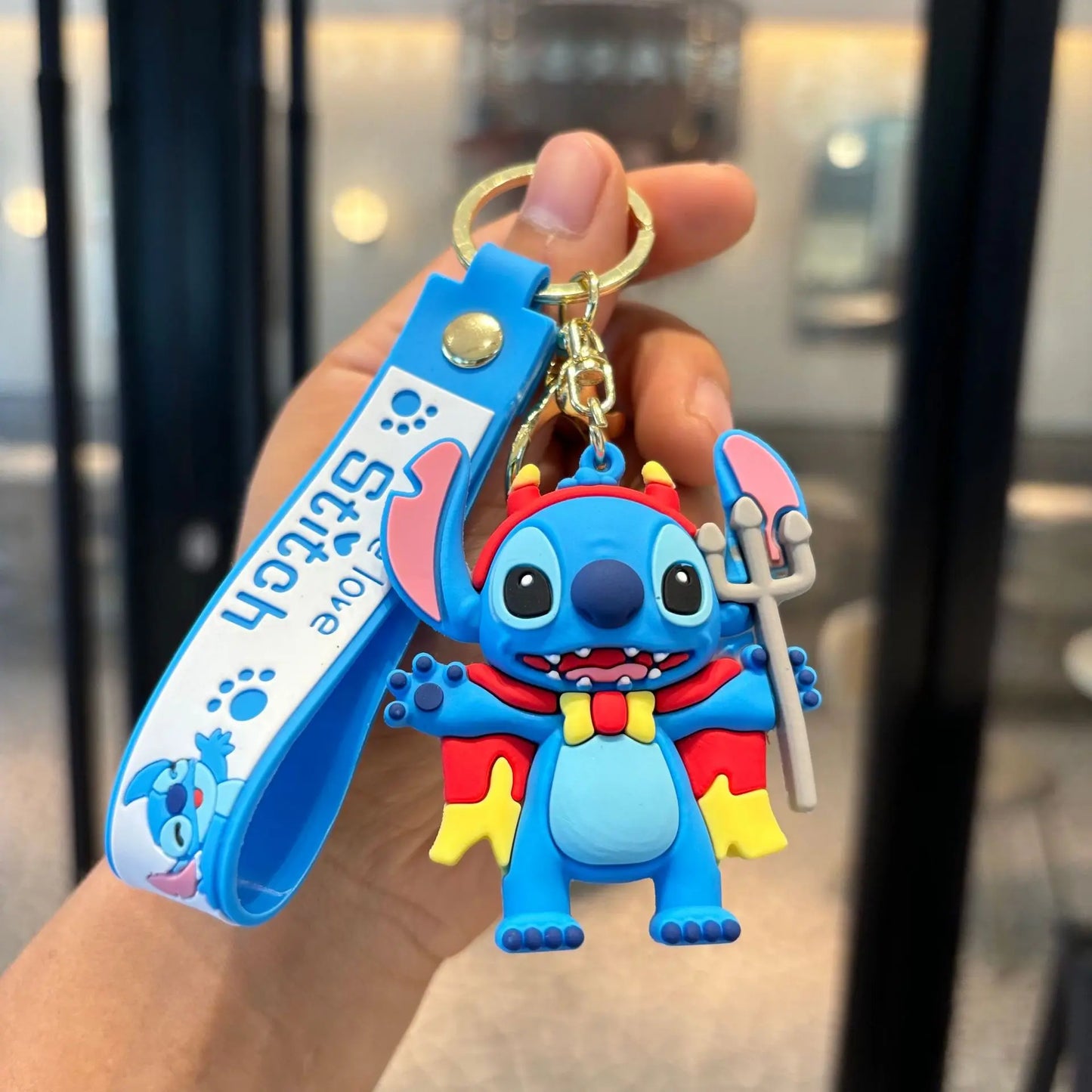 Wholesale Anime Disney Keychain New Mickey Mouse Minnie Lilo & Stitch Doll Keyring Ornament Key Chain Car Pendant Kid Toys Gifts