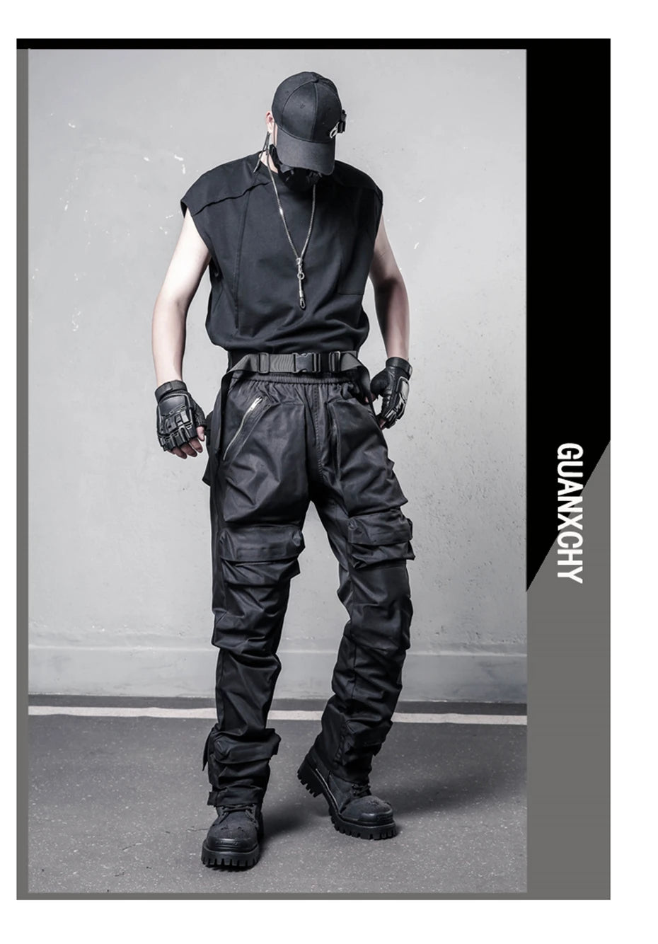 Tactical Cargo Pants Men Streetwear Hip Hop Multiple Pockets Paratrooper Trousers Functional Elastic Waist Casual Pant Techwear