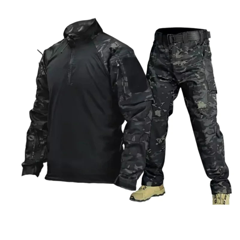 Tactical Suit Set Men Hunting Training Shirt Pants 2 Piece Sets Outdoor Uniform Camouflage Quick-dry Ripstop Clothing Hiking