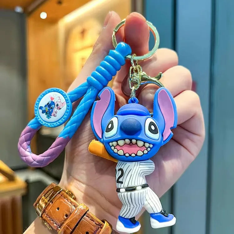 Wholesale Anime Disney Keychain New Mickey Mouse Minnie Lilo & Stitch Doll Keyring Ornament Key Chain Car Pendant Kid Toys Gifts
