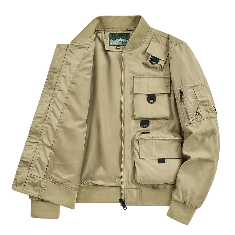 Tactical Jacket Men Autumn and Winter Casual Versatile Trend Outdoor Safari Style Cargo Coat Windproof Campus Clothing