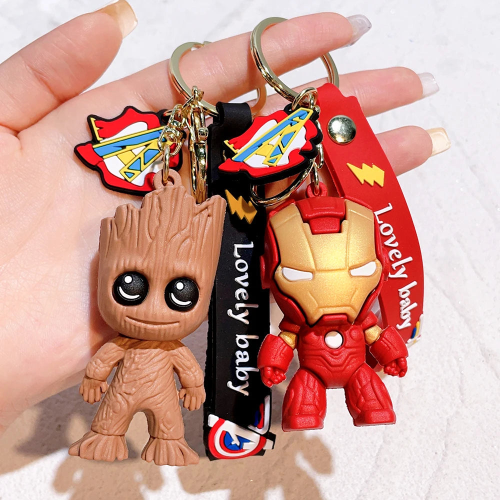 Q Version of The Marvel Series Keychain Cartoon Creative Spider-Man Doll Key Ring Schoolbag Car Key Chain Pendant Student Gifts