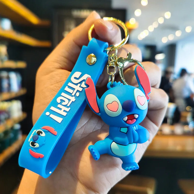 New Cartoon Anime Disney Keychain Mickey Mouse Minnie Lilo & Stitch Keyring Key Chain Car Pendant Kids Toys Gift Wholesale