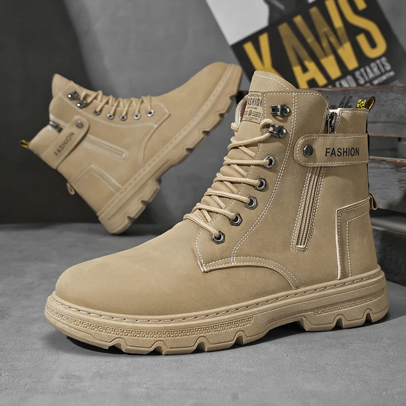 High-top boots, British style, casual and versatile, men's shoes for workwear