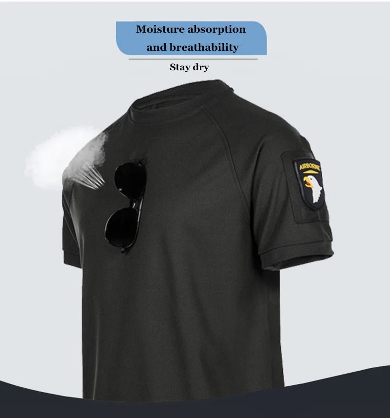 Tactical T-shirt Sport Short Sleeve Men's Summer Quick Dry Short Sleeve Elastic Breathable Workwear Outdoor Running T-Shirt
