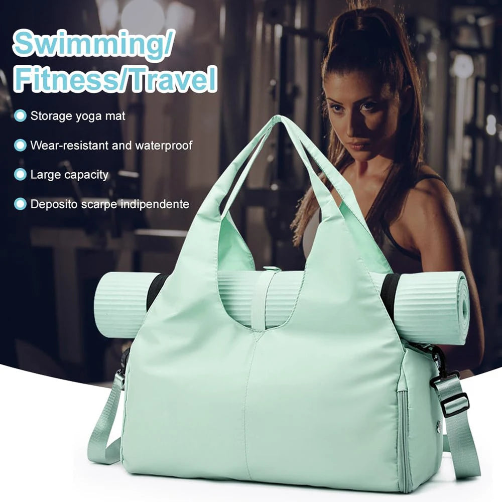 Yoga Mat Gym Bag For Women's Independent Shoe Compartment Handbags Travel Fitness Tote Bag Large Capacity Swimming Shoulder Bag