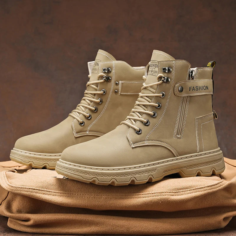 High-top boots, British style, casual and versatile, men's shoes for workwear
