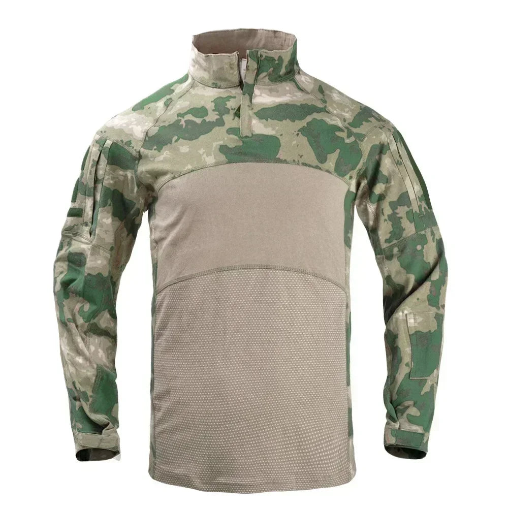 Military Tactical Shirt Men Camouflage Paintball Long Sleeve T Shirt Multicam Cotton Combat Shirts Camo Army T-Shirt