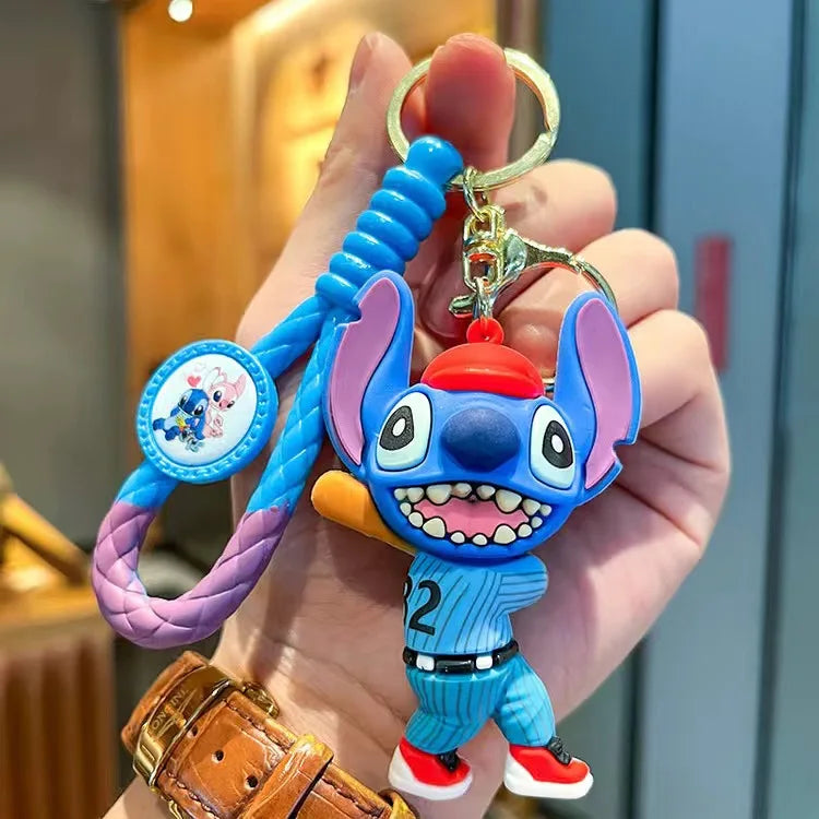 Wholesale Anime Disney Keychain New Mickey Mouse Minnie Lilo & Stitch Doll Keyring Ornament Key Chain Car Pendant Kid Toys Gifts