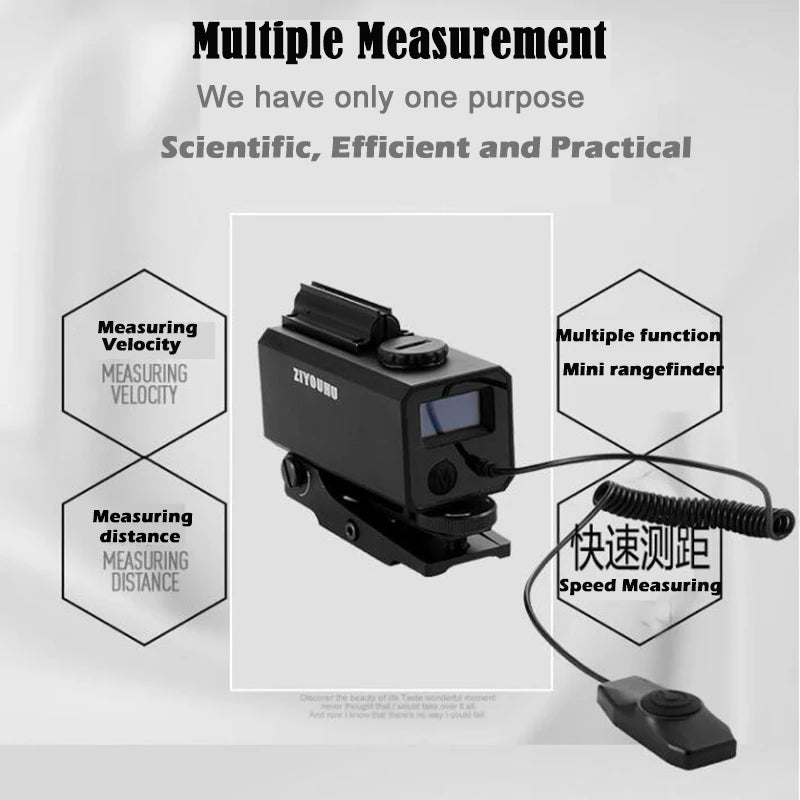 Mini Laser Rangefinder Rifle Scope with Red Dot, Multifunction Tactical Hunting Laser Range Finder, Mount on Gun, 1200m