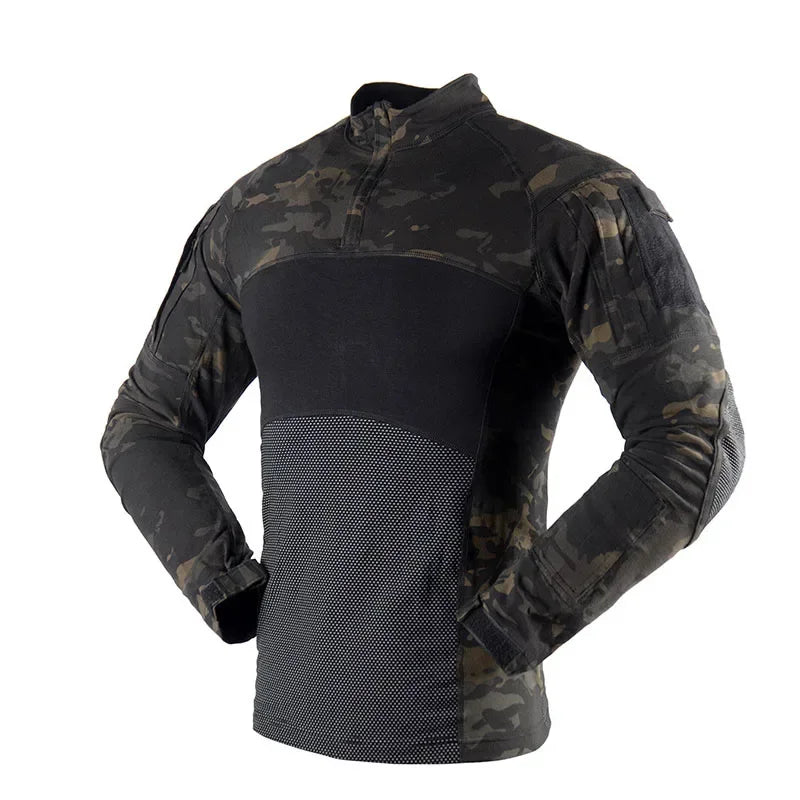 Military Tactical Shirt Men Camouflage Paintball Long Sleeve T Shirt Multicam Cotton Combat Shirts Camo Army T-Shirt
