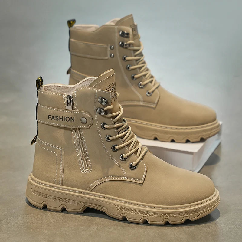 High-top boots, British style, casual and versatile, men's shoes for workwear