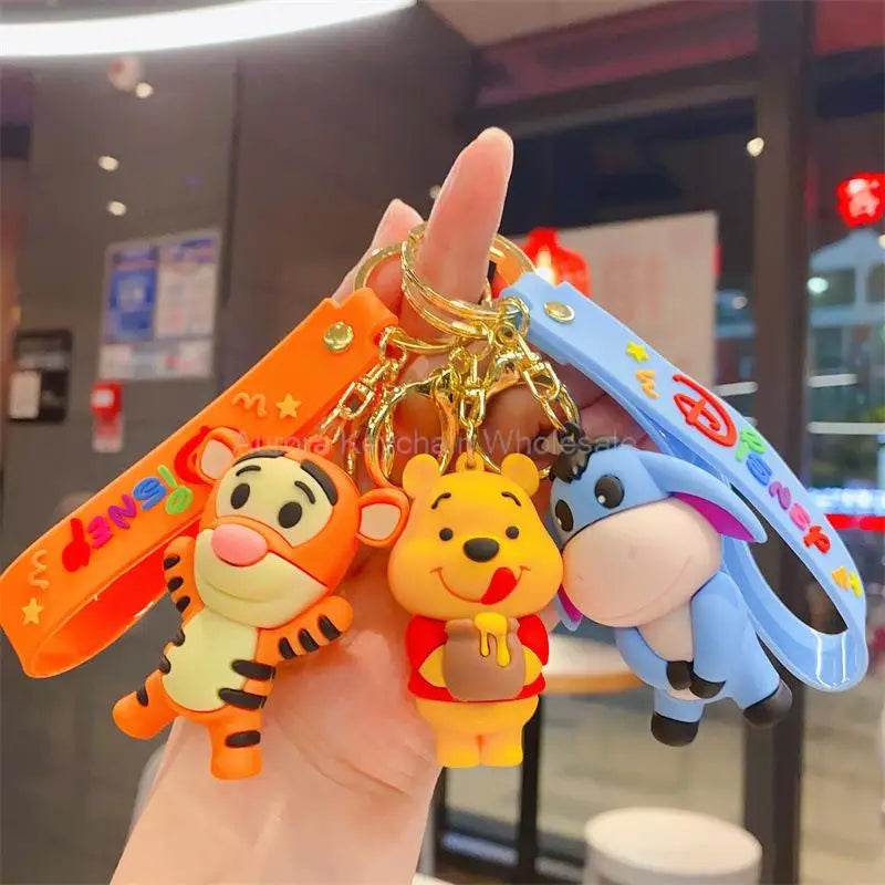 New Cartoon Anime Disney Keychain Mickey Mouse Minnie Lilo & Stitch Keyring Key Chain Car Pendant Kids Toys Gift Wholesale