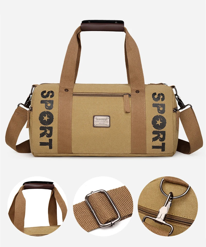 Gym Bag for Man Canvas Sports Fitness Tote Travel Luggage Handbag Outdoor Shoulder Duffle Training Tactical Bag Male Rucksack