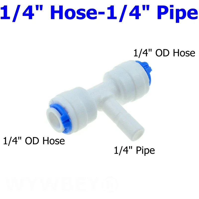 Reverse Osmosis 1/4 3/8 Hose Connection Quick Coupling 1/4 3/8 Stem L Straight Tee RO Water Aquarium Plastic Joint Pipe Fitting