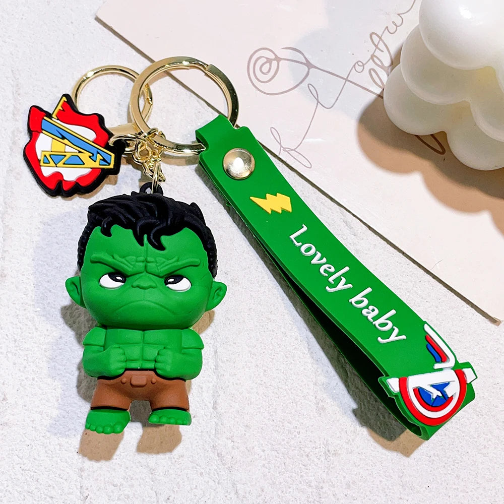 Q Version of The Marvel Series Keychain Cartoon Creative Spider-Man Doll Key Ring Schoolbag Car Key Chain Pendant Student Gifts