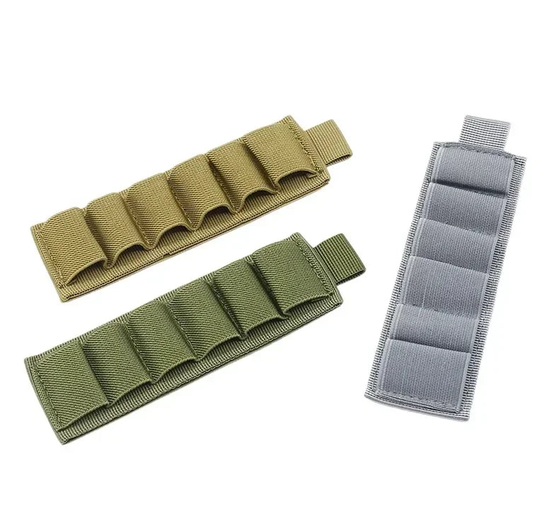 Hunting accessories: 6-loop shotgun stock shell holder, 12-gauge cartridge bag, rifle stock, bullet carrier, Velcro