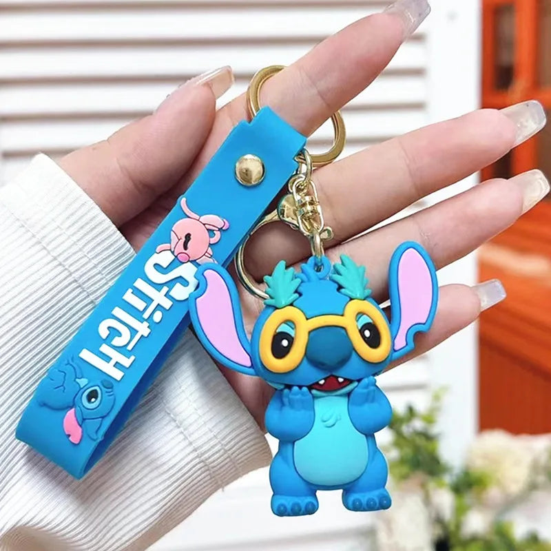 Wholesale Anime Disney Keychain New Mickey Mouse Minnie Lilo & Stitch Doll Keyring Ornament Key Chain Car Pendant Kid Toys Gifts