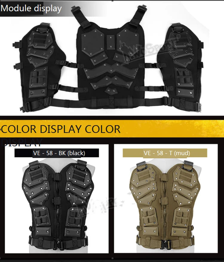 Tactical Gold Steel Vest Military Combat Vest Men's Tactical Hunting Vest Army Adjustable Armor Outdoor CS Training Vest Airsoft