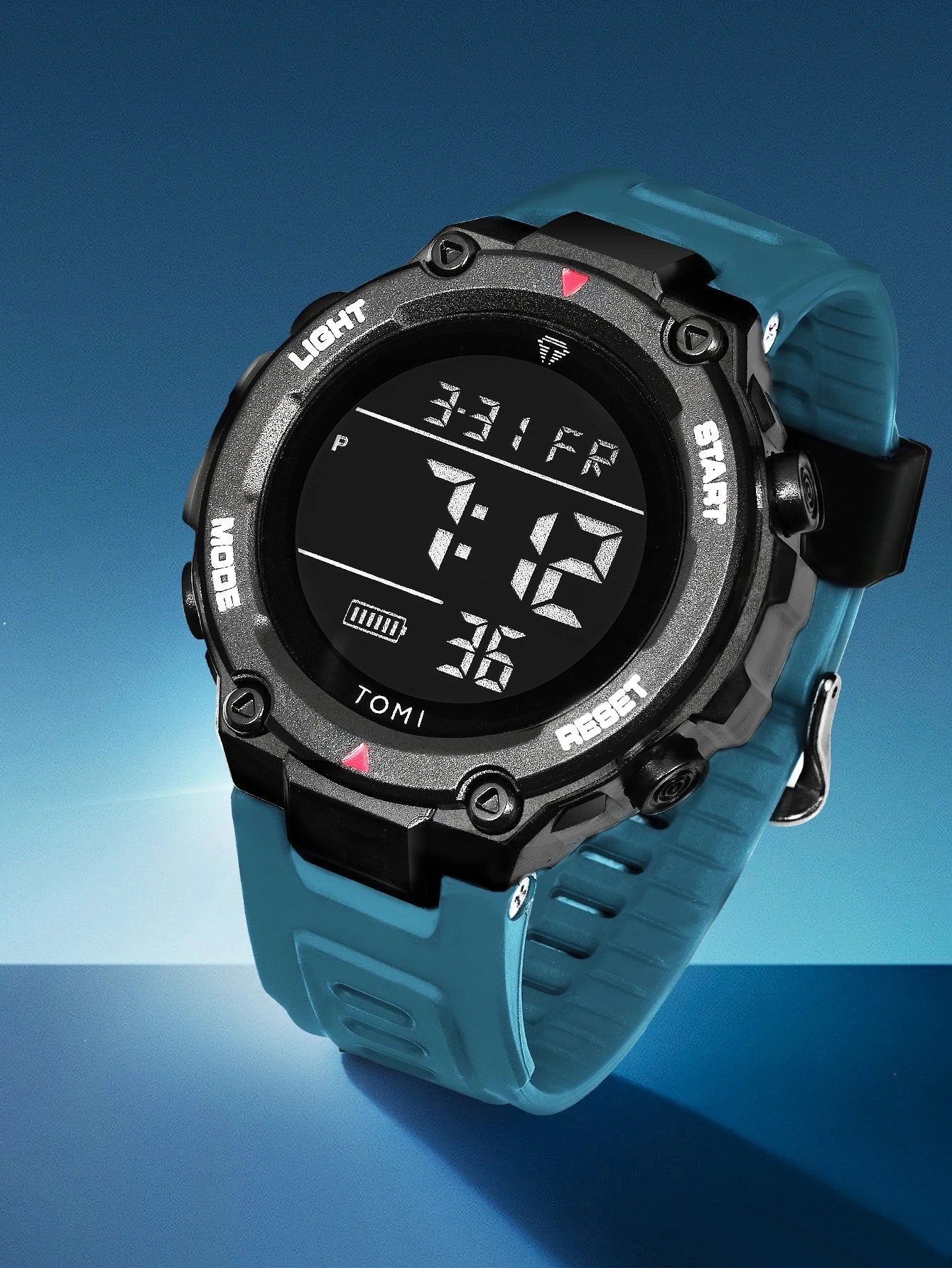 TOMI Tactical Digital Watch Military Green Black 4-Button Sport Modes Shockproof Waterproof Outdoor Hiking