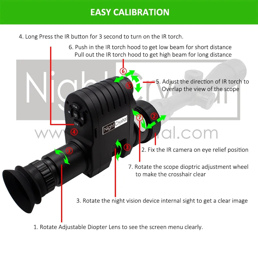 Hunting Night Vision Riflescope, Clip-on Attachment, Monocular, 1080p Video Camera, Thermal Goggle, Red Dot Sight, Laser IR, 850