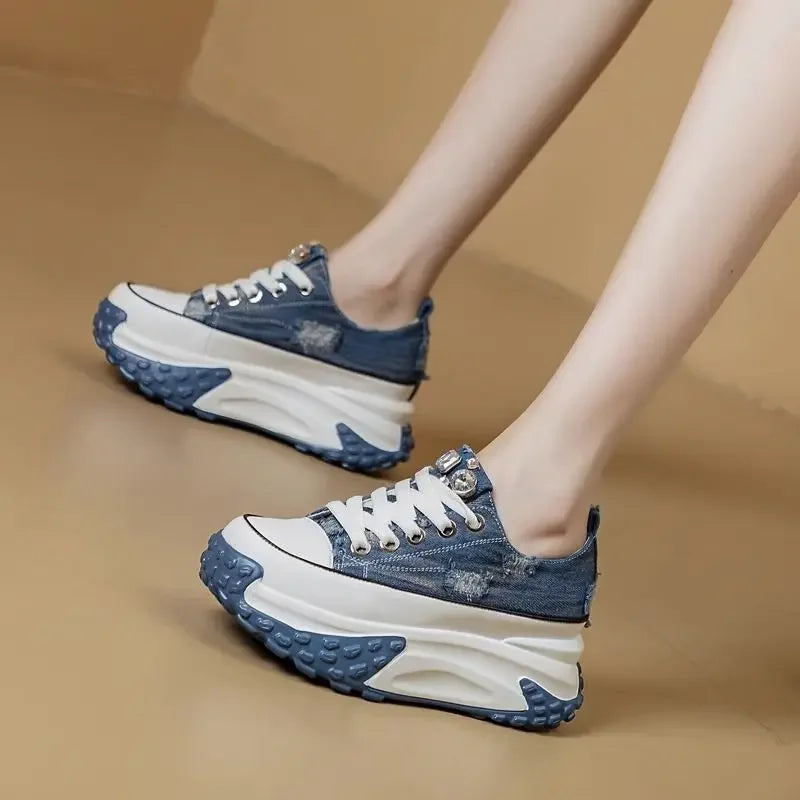 Women's Shoes High on Platform Retro Ladies Footwear Y2k Fashion Casual Light Cheap Offer Daily Routine 39 Vulcanized Shoe Deals